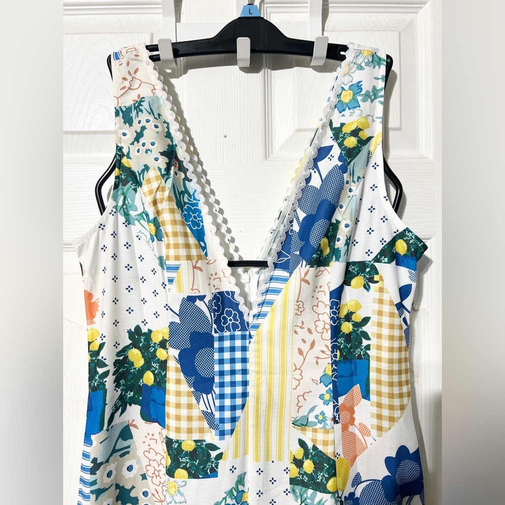 Commense Lemonade Print Lace Trim Long Dress - Picture 11 of 15